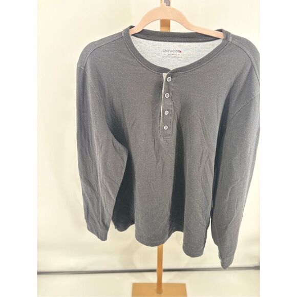Untuckit men’s long sleeve Henley black Size XXL Black - Picture 1 of 8
